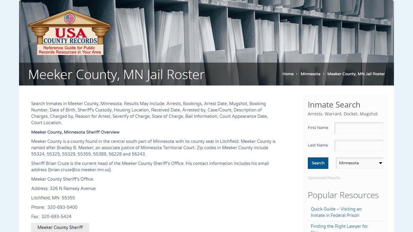 Meeker County, MN Jail Roster | Name Search