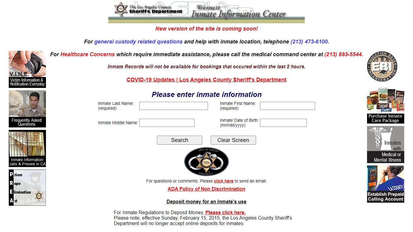 LASD Inmate Information Center - Inmate Search